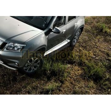 Пороги алюминиевые Rival Black Start для Nissan Terrano 2014-/Renault Duster 2011-/Renault Kaptur 2020-/Renault Arkana 2019-