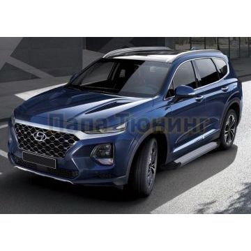 Пороги алюминиевые Rival Start для Hyundai Santa Fe 2018-