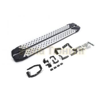 Пороги алюминиевые Rival BMW Style V2 для Hyundai Santa Fe 2018-