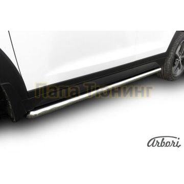 Защита штатных порогов труба 76 мм Slitkoff для Hyundai Tucson 2004-2010 Защита штатных порогов труба 76 мм Slitkoff для Hyundai Tucson 2004-2010