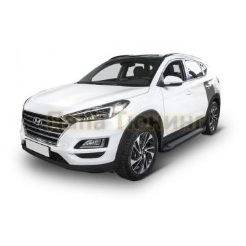 Пороги алюминиевые Rival Black Start для Hyundai Tucson 2015-2021/Kia Sportage 2015-2021