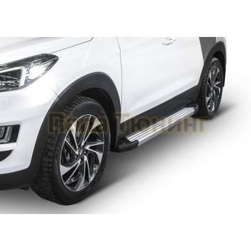 Пороги алюминиевые Rival Start для Hyundai Tucson 2015-2021/Kia Sportage 2015-2021