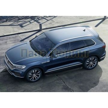 Пороги алюминиевые Rival Black Start для Volkswagen Touareg 2018-