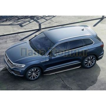Пороги алюминиевые Rival Premium для Volkswagen Touareg 2018-