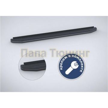 Пороги алюминиевые Rival Black-Premium для Nissan Navara 2015-