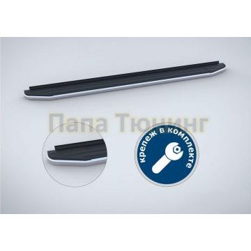 Пороги алюминиевые Rival Premium для Nissan Navara 2015-