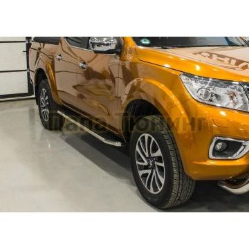 Пороги алюминиевые Rival Premium для Nissan Navara 2015-