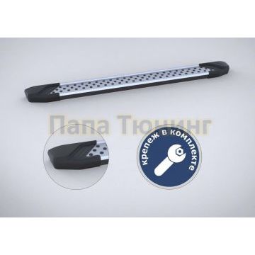 Пороги алюминиевые Rival BMW Style V2 для Nissan Navara 2015-