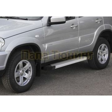 Пороги алюминиевые Rival Start для Chevrolet Niva 2002-2009-