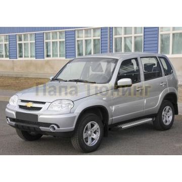 Пороги алюминиевые Rival BMW Style V2 для Chevrolet Niva 2002-2009-