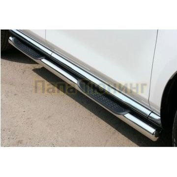 Пороги труба с накладками 76 мм Slitkoff для Geely Emgrand X7 2013-2016
