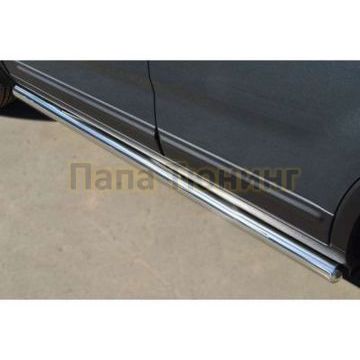 Пороги труба 60 мм ALFeco для Hyundai Santa Fe 2018-