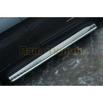 Пороги с площадкой нержавеющий лист 42 мм РусСталь для Jeep Cherokee 2014-