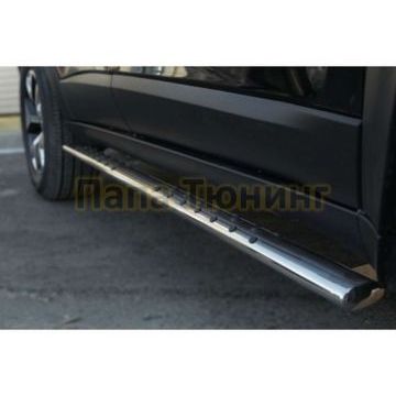 Пороги труба овальная с проступью 75х42 мм РусСталь для Jeep Cherokee Trailhawk 2014-