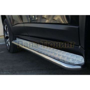 Пороги с площадкой алюминиевый лист d42 РусСталь для Jeep Cherokee Trailhawk 2014-