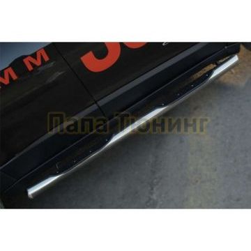 Пороги труба с накладками d76 вариант 3 РусСталь для Jeep Cherokee Trailhawk 2014-