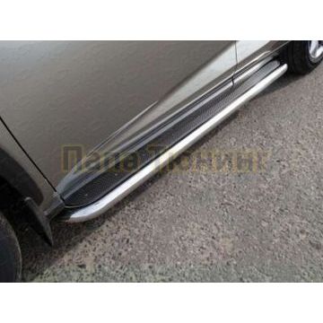 Пороги с площадкой нержавеющий лист 60 мм ТСС для Lexus NX-200 2014-2017