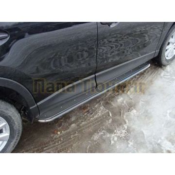 Пороги с площадкой нержавеющий лист 60 мм ТСС для Mazda CX-5 2011-2015 Пороги с площадкой нержавеющий лист 60 мм ТСС для Mazda CX-5 2011-2015