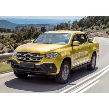 Пороги алюминиевые Rival Black-Premium для Mercedes-Benz X-Class 2018-