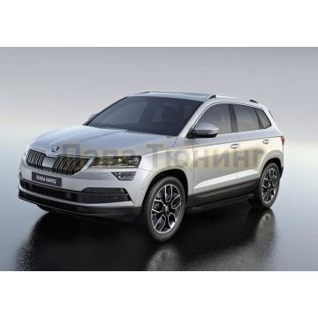 Пороги алюминиевые Rival Black Start для Skoda Karoq 2020-/Volkswagen Taos 2021-