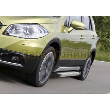 Пороги алюминиевые Rival Start для Suzuki SX4 2015-