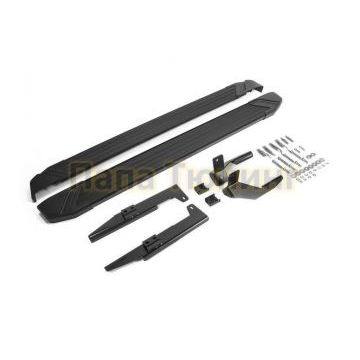 Пороги алюминиевые Rival Black Start для Suzuki SX4 2015-