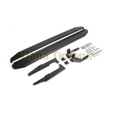 Пороги алюминиевые Rival Black-Premium для Suzuki SX4 2015-