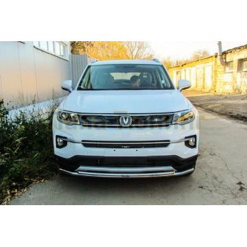 Защита переднего бампера D42+D32 двойная Changan CS35 PLUS 2018-2023