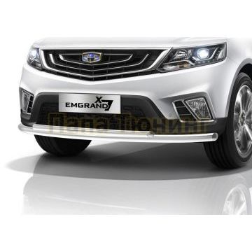 Защита переднего бампера d57+d42 Rival для Geely Emgrand X7 2019-