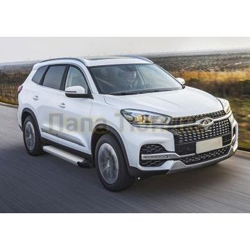 Пороги алюминиевые Rival Silver New для Chery Tiggo 7/7 Pro/8 2019-/Exeed LX 2022-/Chery Tiggo 8 Pro 2021-/Chery Tiggo 8 Pro Max 2022-/Chery Tiggo 7 Pro Max 2022-/XCITE X-Cross 7 2024-