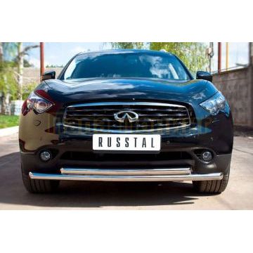 Защита передняя двойная d57-d57 Дизель РусСталь для Infiniti FX37/QX70 2009-2017