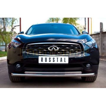 Защита передняя двойная d57-d42 Дизель РусСталь для Infiniti FX37/QX70 2009-2017