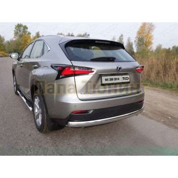 Защита заднего бампера овальная 75х42 мм ТСС для Lexus NX-200 2014-2017