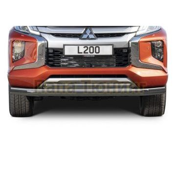 Защита переднего бампера d76+d57 Rival для Mitsubishi L200 2019-