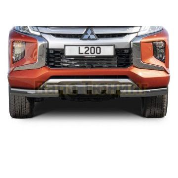Защита переднего бампера d76+d57 с профильной защитой картера Rival для Mitsubishi L200 2019-