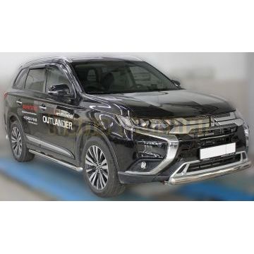 Защита передняя (ОВАЛ) D 75х42 ALFeko для Mitsubishi Outlander 2018-