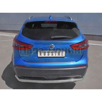 Накладка на задний бампер (лист нерж зеркальный) РусСталь для Nissan Qashqai 2019-
