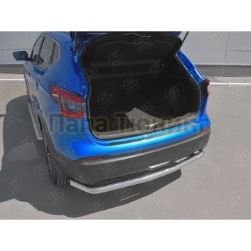 Накладка на задний бампер (лист нерж зеркальный) РусСталь для Nissan Qashqai 2019-