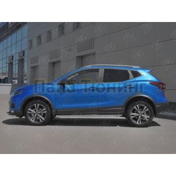 Пороги труба 75х42 овал с проступью РусСталь для Nissan Qashqai 2019-