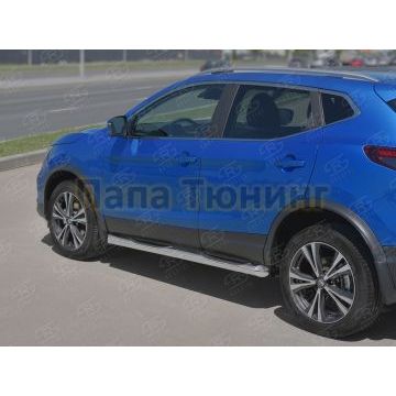 Пороги труба d76 с накладкой (вариант 1) РусСталь для Nissan Qashqai 2019-