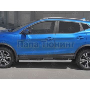 Пороги труба d76 с накладкой (вариант 3) РусСталь для Nissan Qashqai 2019-