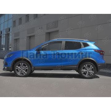 Пороги труба d76 с накладкой (вариант 3) РусСталь для Nissan Qashqai 2019-