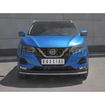 Защита переднего бампера d42 секции РусСталь для Nissan Qashqai 2019-