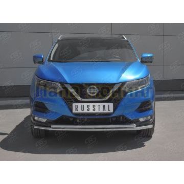 Защита переднего бампера d42 секции-d42 дуга РусСталь для Nissan Qashqai 2019-