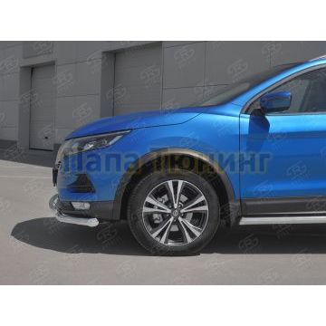 Защита переднего бампера d57 секции-d42 дуга РусСталь для Nissan Qashqai 2019-
