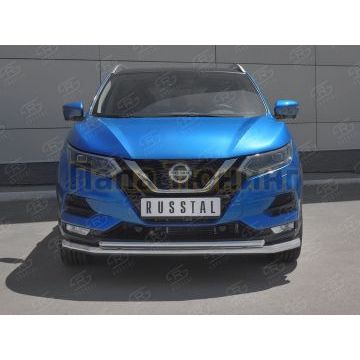 Защита переднего бампера d57 секции-d42 дуга РусСталь для Nissan Qashqai 2019-