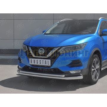 Защита переднего бампера d57 секции-d42 дуга РусСталь для Nissan Qashqai 2019-
