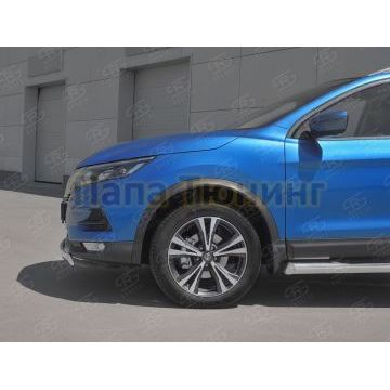 Защита переднего бампера d75х42 дуга РусСталь для Nissan Qashqai 2019-