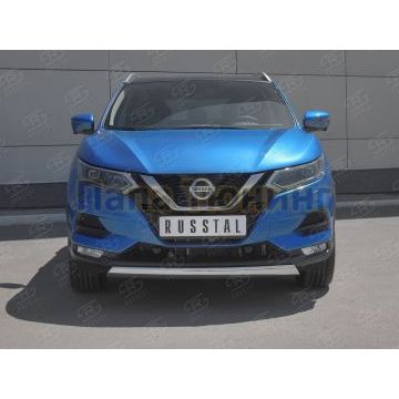 Защита переднего бампера d75х42 дуга РусСталь для Nissan Qashqai 2019-