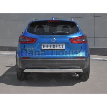 Защита заднего бампера d75х42 дуга РусСталь для Nissan Qashqai 2019-